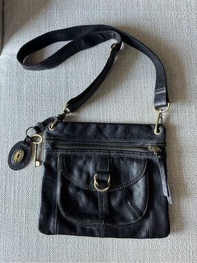 Fossil Black Leather Crossbody Bag